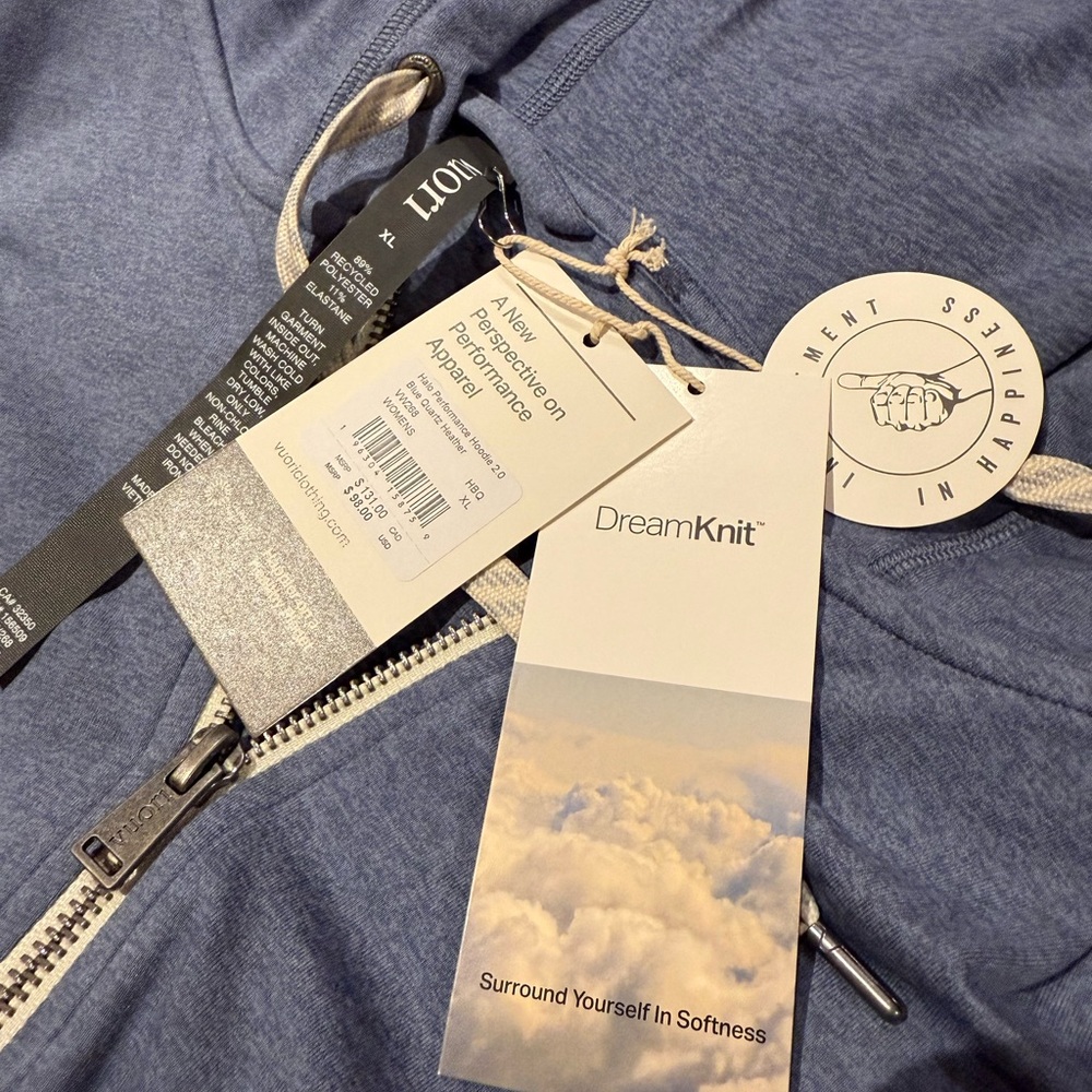 Vuori Halo 2.0 Blue Quartz Heather Halo Performance Hoodie